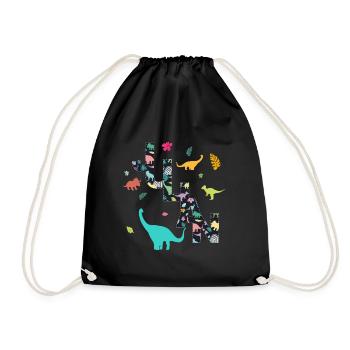 JULIAN - Beautiful boy name with dinosaur - Drawstring Bag - black - Front