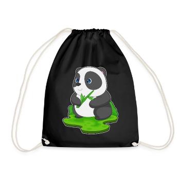 Panda Bambus - Turnbeutel - Schwarz - Vorne