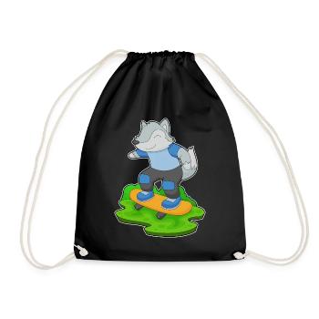 Wolf Skater Skateboard - Drawstring Bag - black - Front