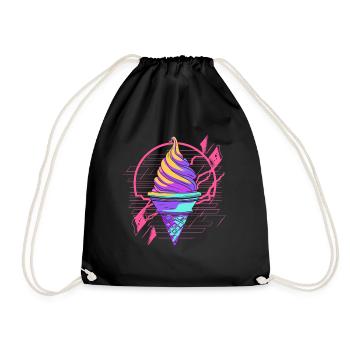 Cornet de crème glacée Synthwave - Sac de sport léger - noir - Devant