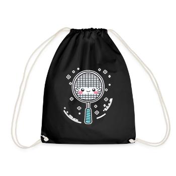 Badminton Racket Comic Look - Drawstring Bag - black - Front