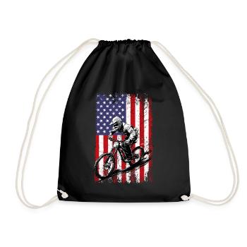 MTB biker American flag, Mountain Bike - Turnbeutel - Schwarz - Vorne