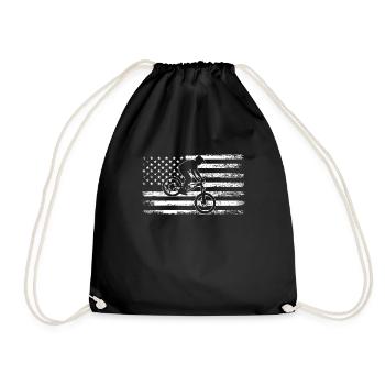 MTB biker American flag, Mountain Bike - Turnbeutel - Schwarz - Vorne
