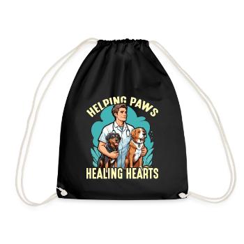 Veterinary Technician Helping Paws Animal Lover - Drawstring Bag - black - Front