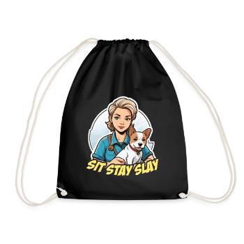 Dog Trainer Sit Stay Slay Loves Agility Training - Drawstring Bag - black - Front