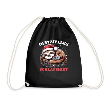 Official Sleep Shirt Christmas Sloth - Drawstring Bag - black - Front