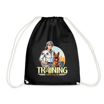 Dog Trainer Training With A Wag Loves Dog Sport - Drawstring Bag - black - Front