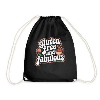 Gluten Free and Fabulously Funny Quote - Drawstring Bag - black - Front