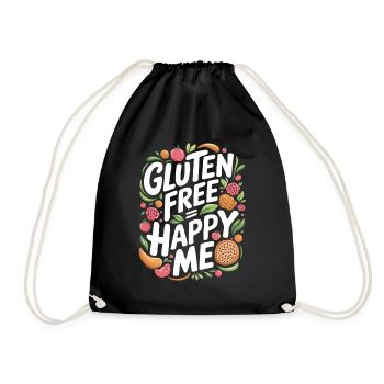 Gluten Free = Happy Me - Colorful Design - Drawstring Bag - black - Front