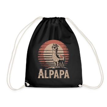 Papa Alpaga Dad dans un look rétro cool - Sac de sport léger - noir - Devant