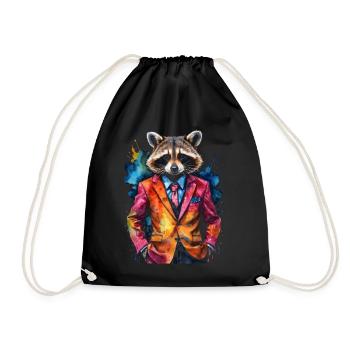 Costume de raton laveur Imprimé de design animal coloré - Sac de sport léger - noir - Devant