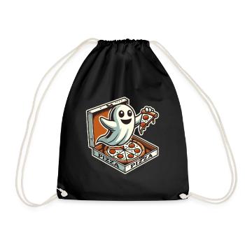 Pizza Delivery Ghost Funny Halloween Pizza - Drawstring Bag - black - Front