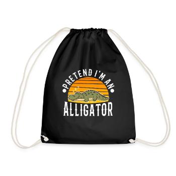 Pretend I'm An Alligator - Drawstring Bag - black - Front