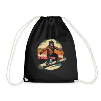Snowboarder Illustration - Turnbeutel - Schwarz - Vorne