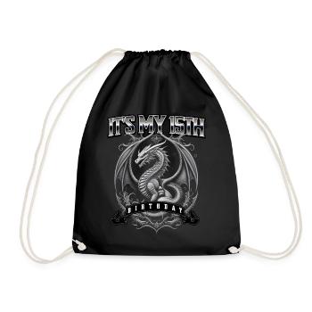 Dragon 15th Birthday Dragon - Drawstring Bag - black - Front