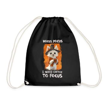 Hocus Pocus Hund Kaffee Halloween Süß - Turnbeutel - Schwarz - Vorne