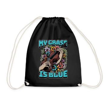 Fiddle My Grass Is Blue Music Lover Fiddle Player - Drawstring Bag - black - Front