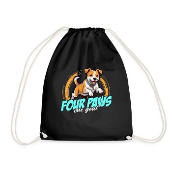 Dog Agility Training Four Paws One Goal Dog Owner - Drawstring Bag - black - Front