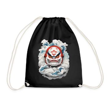 Japanischer Daruma Aesthetic Yokai Vintage - Turnbeutel - Schwarz - Vorne