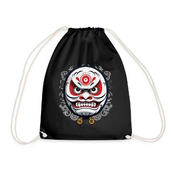 Japanese Daruma Aesthetic Vintage Design - Drawstring Bag - black - Front