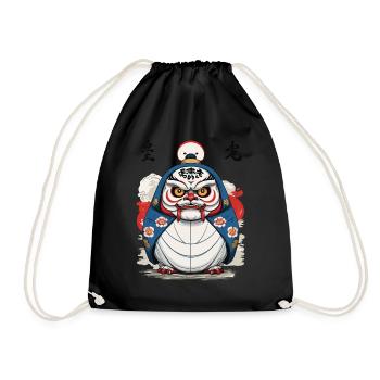 Japanese Daruma Aesthetic Yokai Design - Drawstring Bag - black - Front
