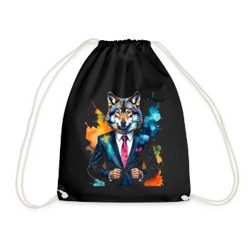 Costume de loup Imprimé coloré de design d’animaux - Sac de sport léger - noir - Devant