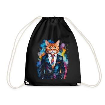 Cat Suit Colorful Funny Funny Animal Design Print - Drawstring Bag - black - Front