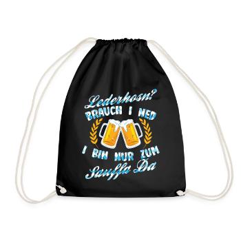 Bayern Volksfest Lederhose Saufen - Turnbeutel - Schwarz - Vorne
