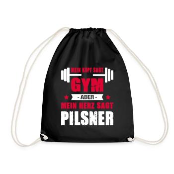 Mein Kopf Sagt Gym Aber Mein Herz Sagt Pilsner - Turnbeutel - Schwarz - Vorne