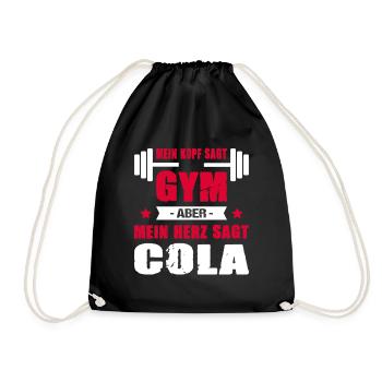 Mein Kopf Sagt Gym Mein Herz Sagt Cola Cheatday - Turnbeutel - Schwarz - Vorne