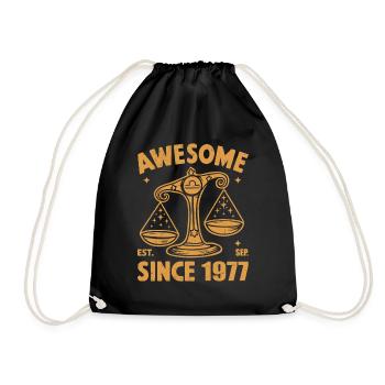 Awesome Since 1977 Libra Birthday - Drawstring Bag - black - Front