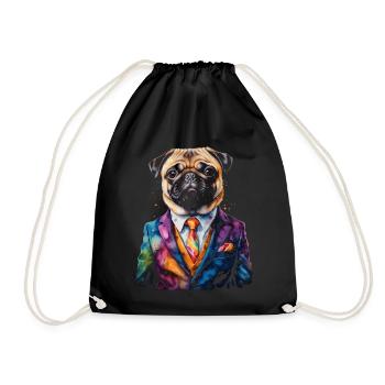 Carlin Costume Chien Coloré Drôle Animal Design Imprimer - Sac de sport léger - noir - Devant