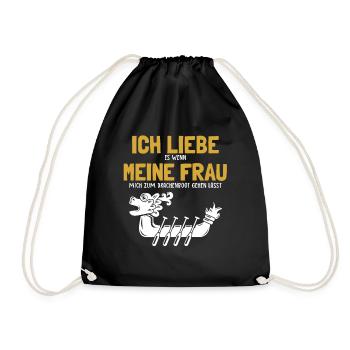 Ich liebe meine Frau Drachenboot Paddler Drummer - Drawstring Bag - black - Front