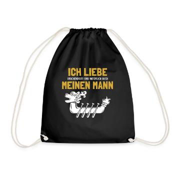 Ich liebe meinen Mann Drachenboot Team Paddler - Turnbeutel - Schwarz - Vorne