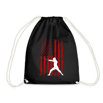 Fencing american flag Combat Fighting, Fencer - Turnbeutel - Schwarz - Vorne
