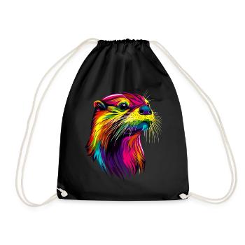 Loutre arc-en-ciel coloré Loutre de mer Martre Loutre mignonne - Sac de sport léger - noir - Devant