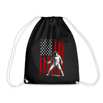Fencing american flag Combat Fighting, Fencer - Turnbeutel - Schwarz - Vorne