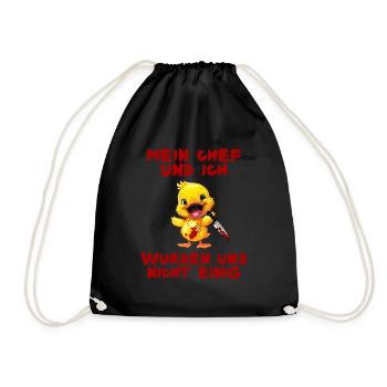 and I couldn't agree - duck knife - Drawstring Bag - black - Front