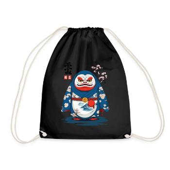 Esthétique japonaise Daruma Yokai Streetwear - Sac de sport léger - noir - Devant
