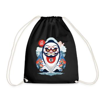 Japanischer Daruma Aesthetic Yokai Vintage - Turnbeutel - Schwarz - Vorne