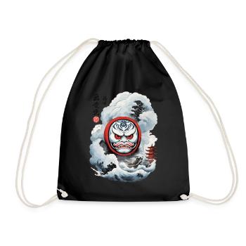 Japanischer Daruma Aesthetic Yokai Streetwear - Turnbeutel - Schwarz - Vorne