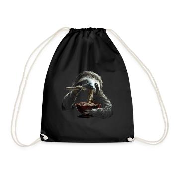 Funny Sloth Art Animal Sloth Ramen Noodle - Drawstring Bag - black - Front