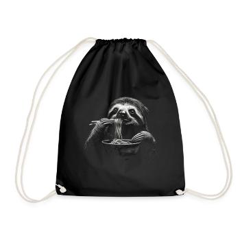 Lustiges Faultier Kunst Tier Sloth Ramen Nudel - Turnbeutel - Schwarz - Vorne