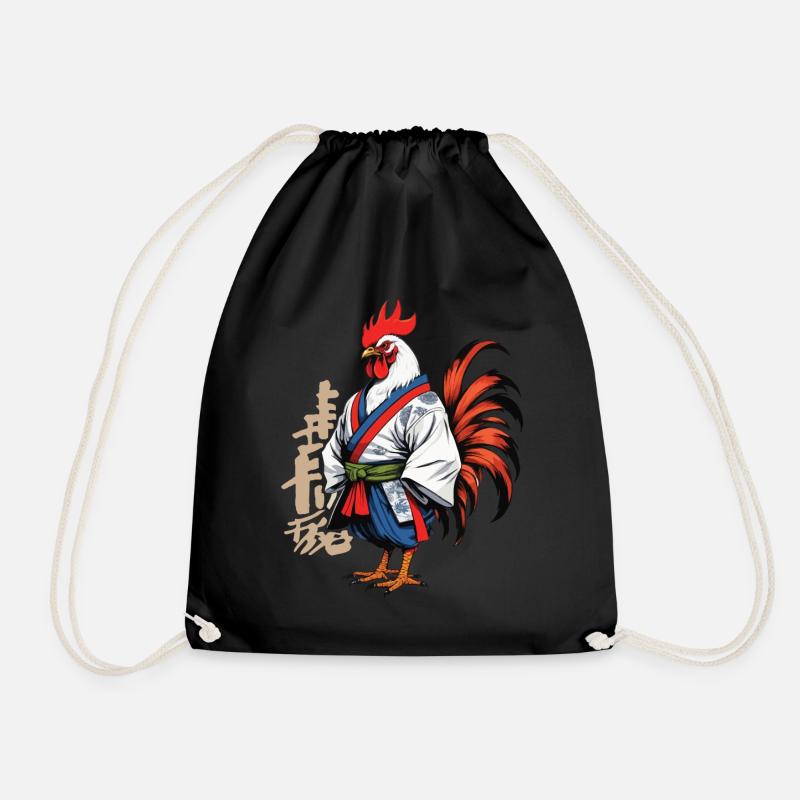 Hahn Yokai Vaporwave Aesthetic Samurai Kunst - Turnbeutel - Schwarz