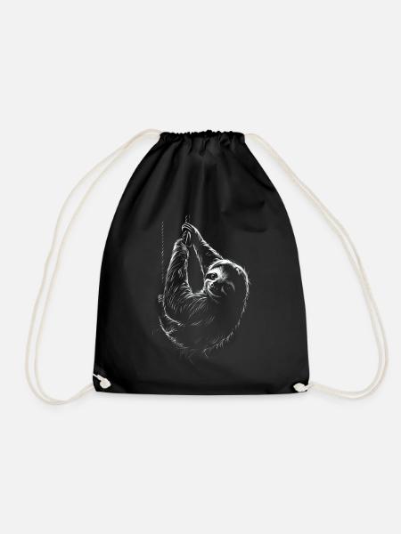 Lustiges Faultier Kunst Tier Sloth Wildtier Tiere - Turnbeutel - Schwarz