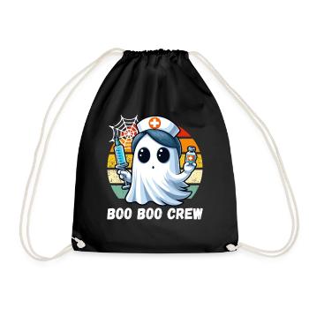 Halloween Ghost Nurse Doctor Retro Boo - Drawstring Bag - black - Front