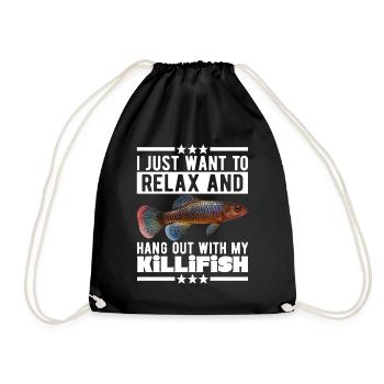 Killifish Quarium Fish - Drawstring Bag - black - Front
