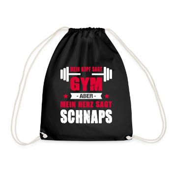Mein Kopf Sagt Gym Mein Herz Sagt Schnaps Cheatday - Turnbeutel - Schwarz - Vorne