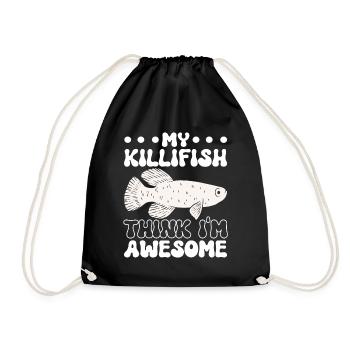 Killifish Quarium Fish - Drawstring Bag - black - Front