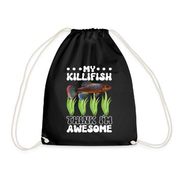 Killifish Quarium Fish - Drawstring Bag - black - Front